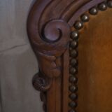 Chaise ancienne capitonnée Style Régence - Structure bois et rembourrage en crin –  Couleur moutarde