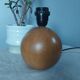 Table lamp foot ball light wood, lampshade ecru paper, 1970's