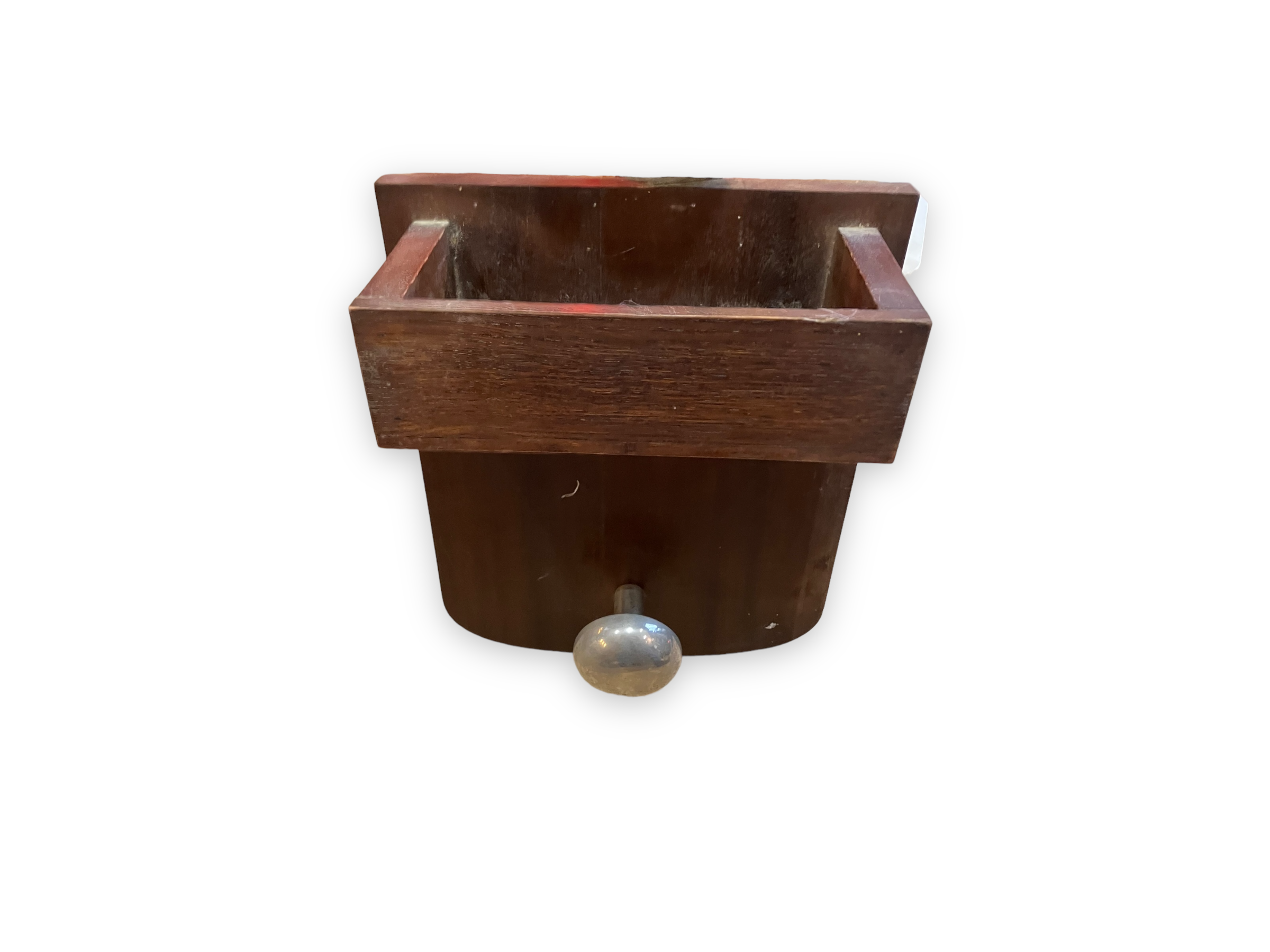 Paire de patères porte-manteau en bois massif et acier brossé années 1950