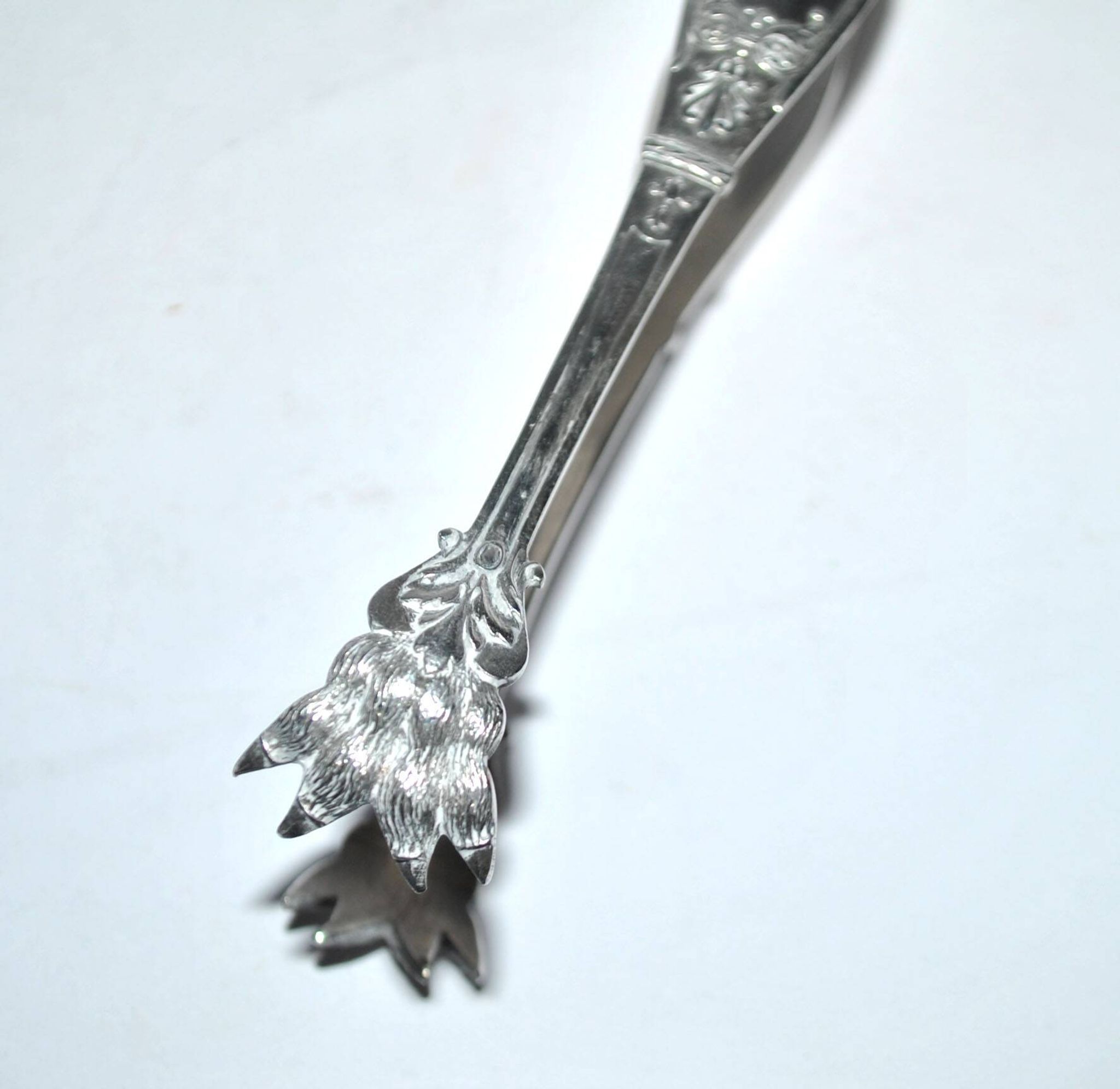 Empire Silver Metal Clawed Sugar Tongs Neoclassical Ice Tongs