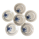 Set of 6 flat plates blue flowers Saint-Amand years 30-40