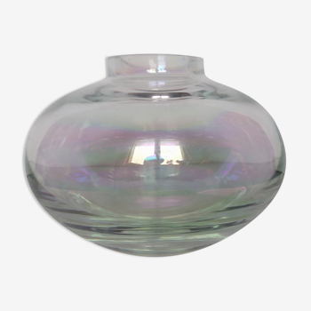 Vase ball in iridescent glass Krosno crystallerie