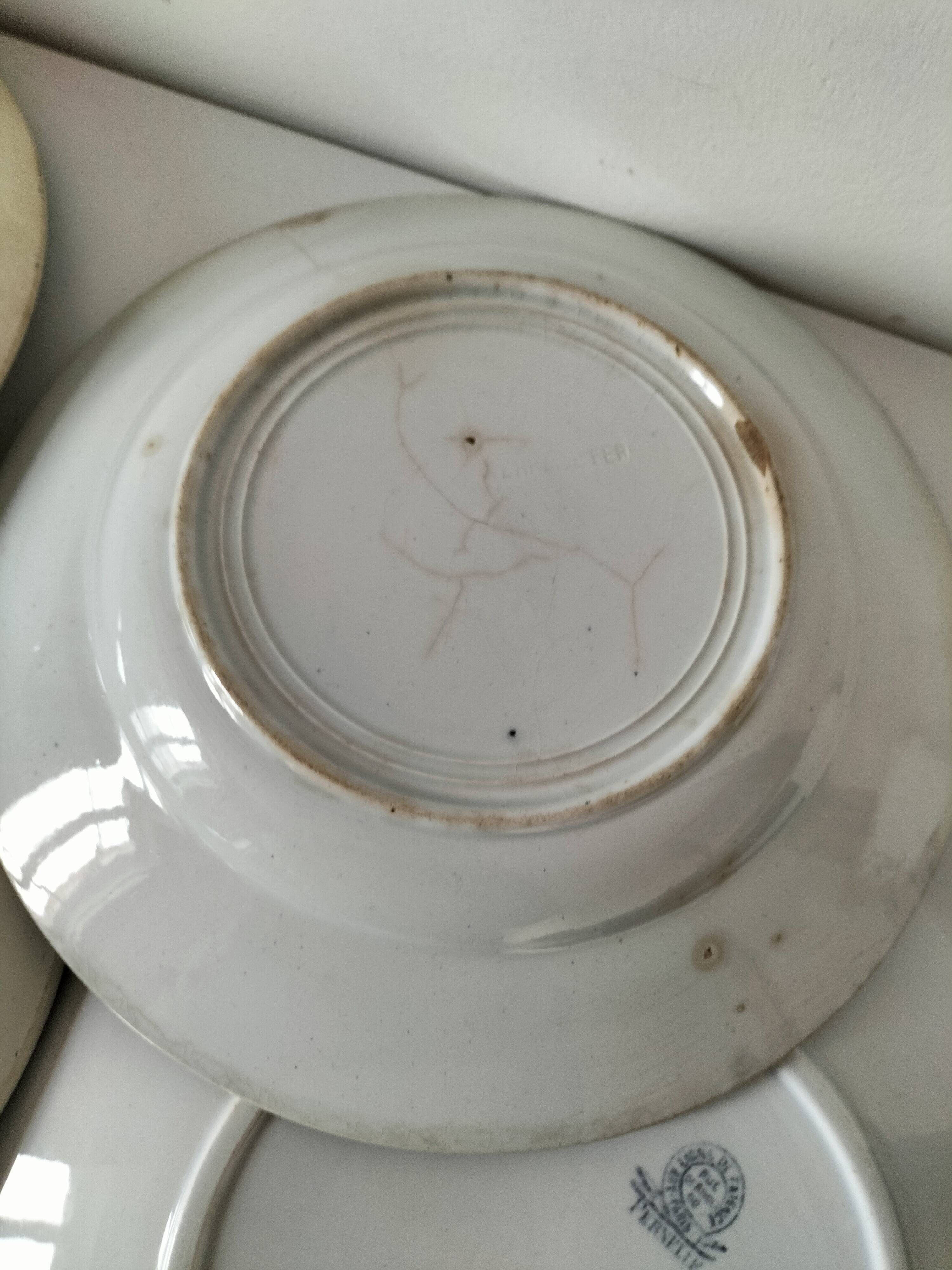 Set of 7 ironstone plates with floral friezes from the late 19th to early 20th century.