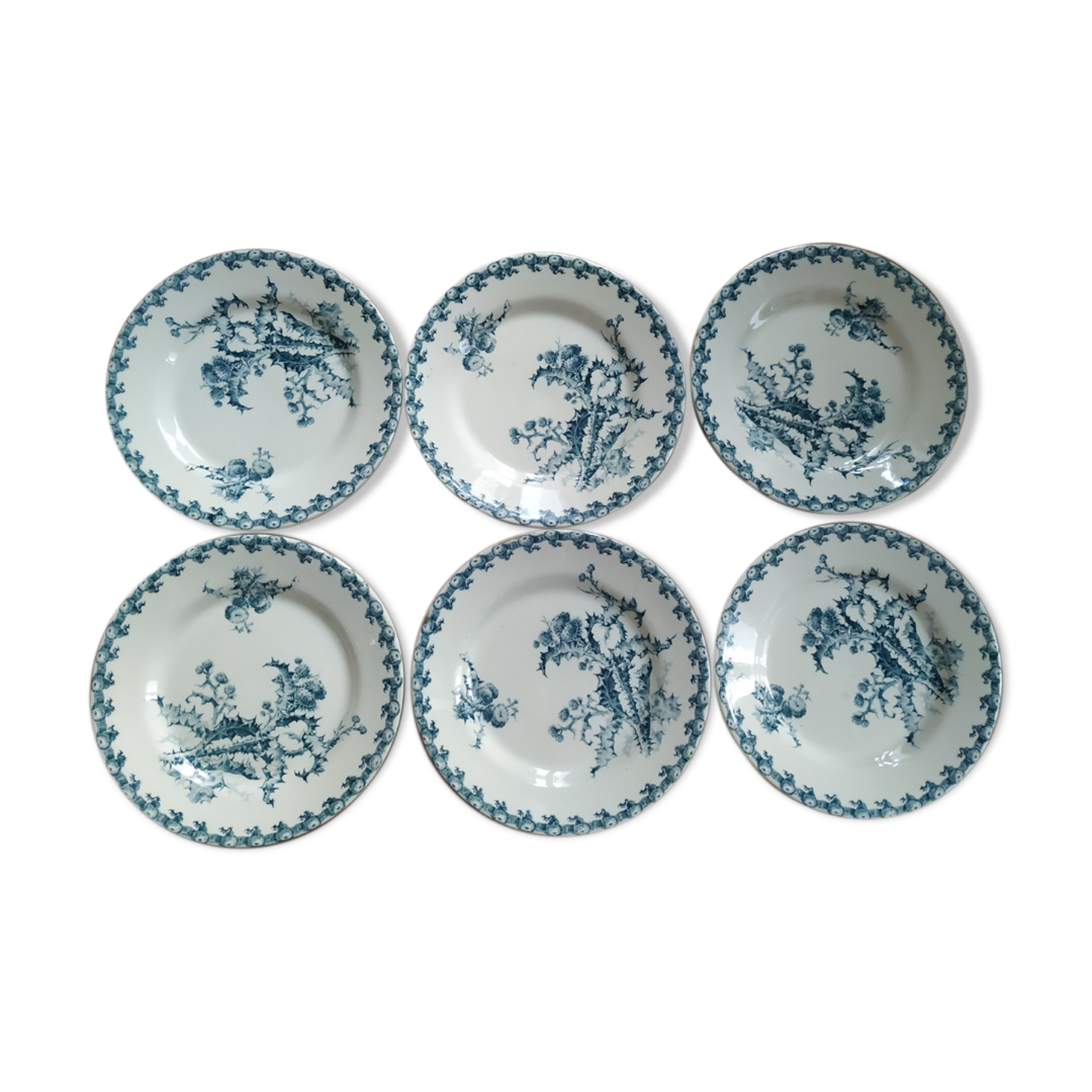 Lot 6 plates Gien chardons