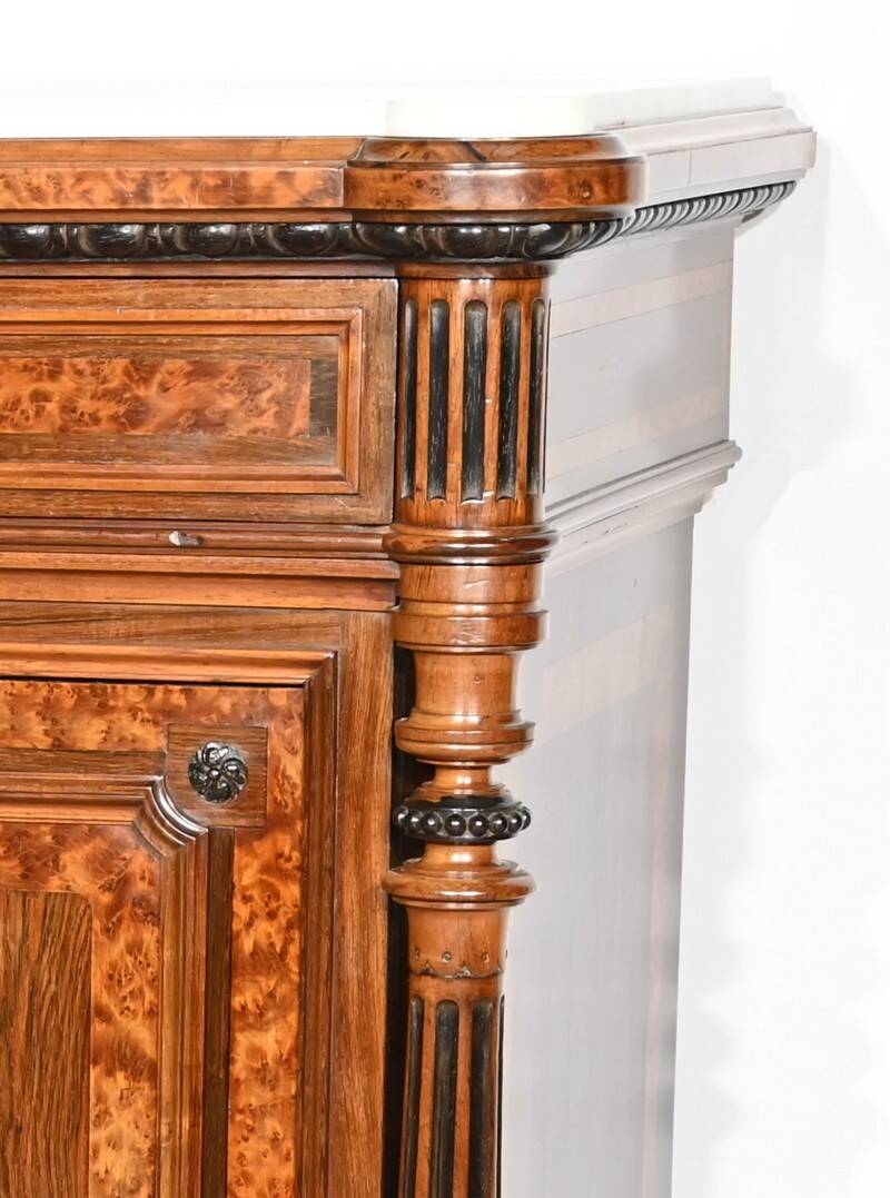 Commode Buffet in Amboyna Burl and Rosewood, Louis XVI style – 2nd Part 19th