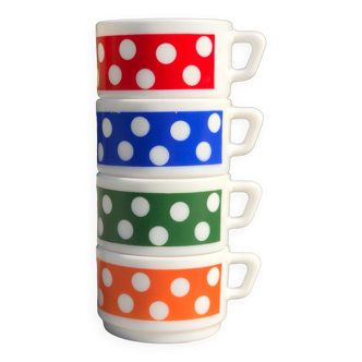 Arcopal polka dot espresso cups