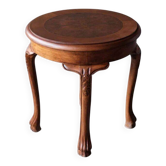 Table d’appoint ronde vintage en bois massif sculpté, style classique franç