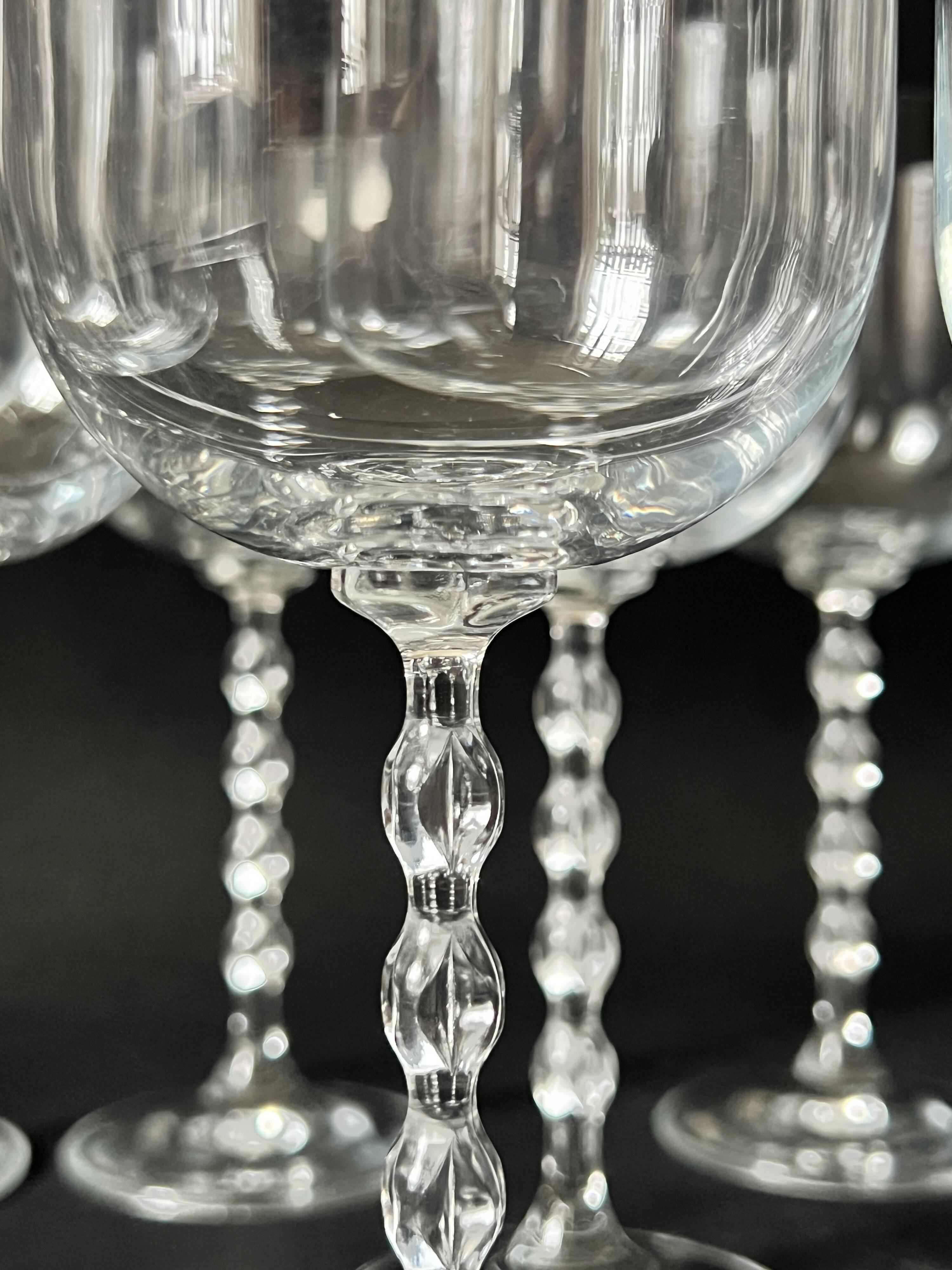 set of 8 genuine crystal wine glasses with Venetian beads