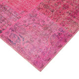 Handmade turkish overdyed 170 cm x 241 cm pink patchwork carpet