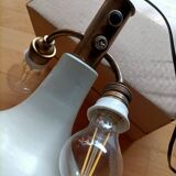 Suspension industrielle trois points lumineux avec douille laiton porcelain