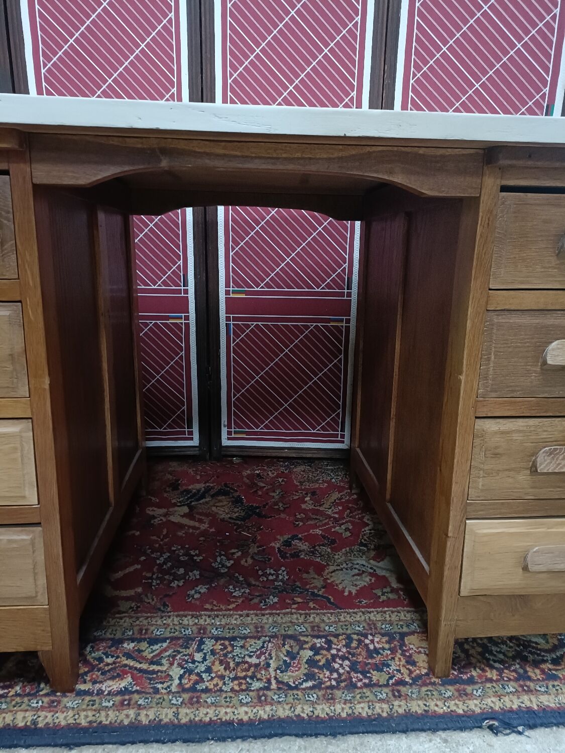 Box desk, 8 drawers, vintage
