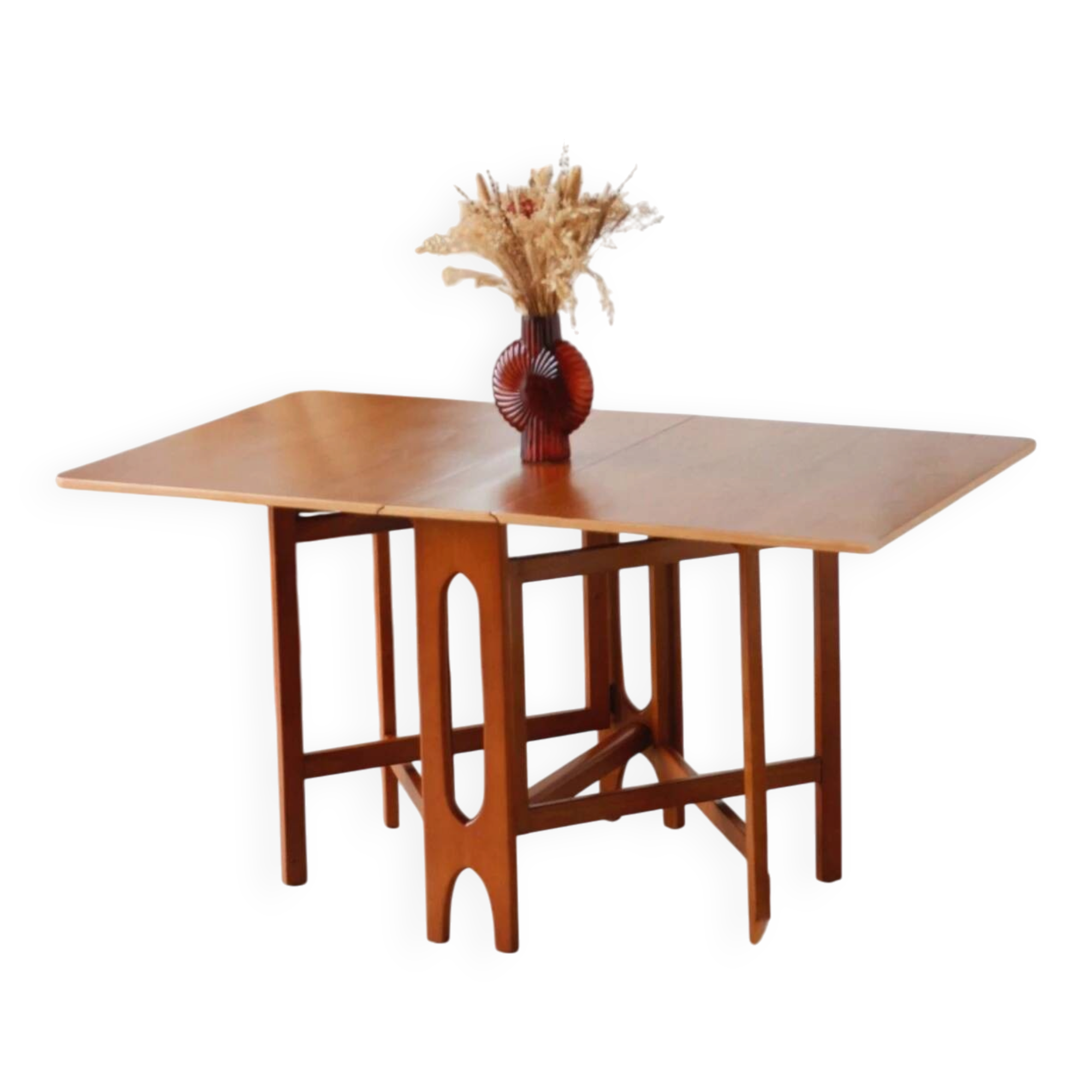 Scandinavian drop-leaf table – Bendt Winge – Teak and beech – 1950s/60s