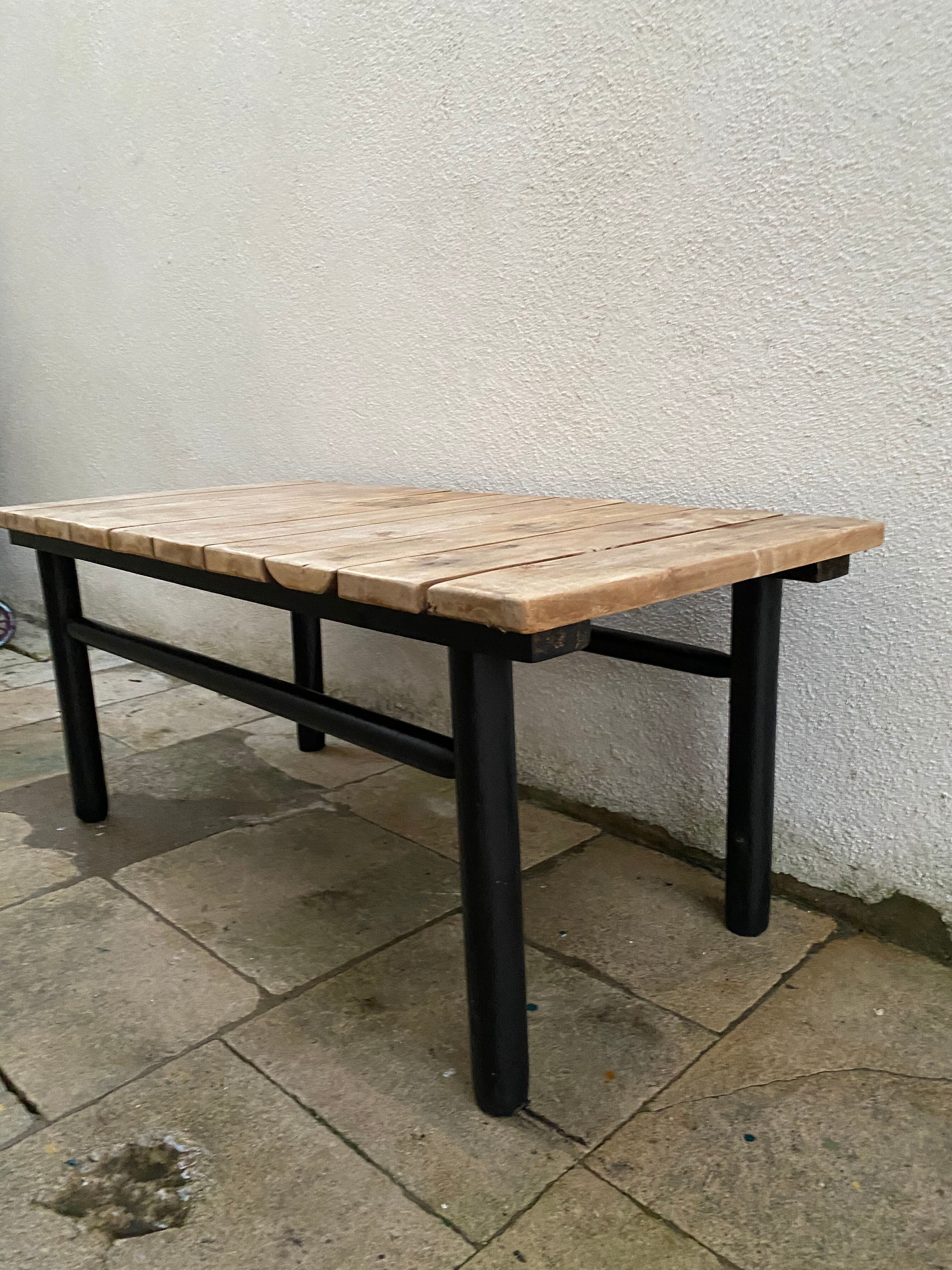 Banc bois brut noir