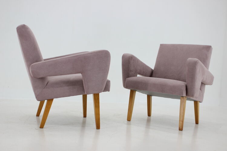 Paire de fauteuils design des années 1960, Tchécoslovaquie
