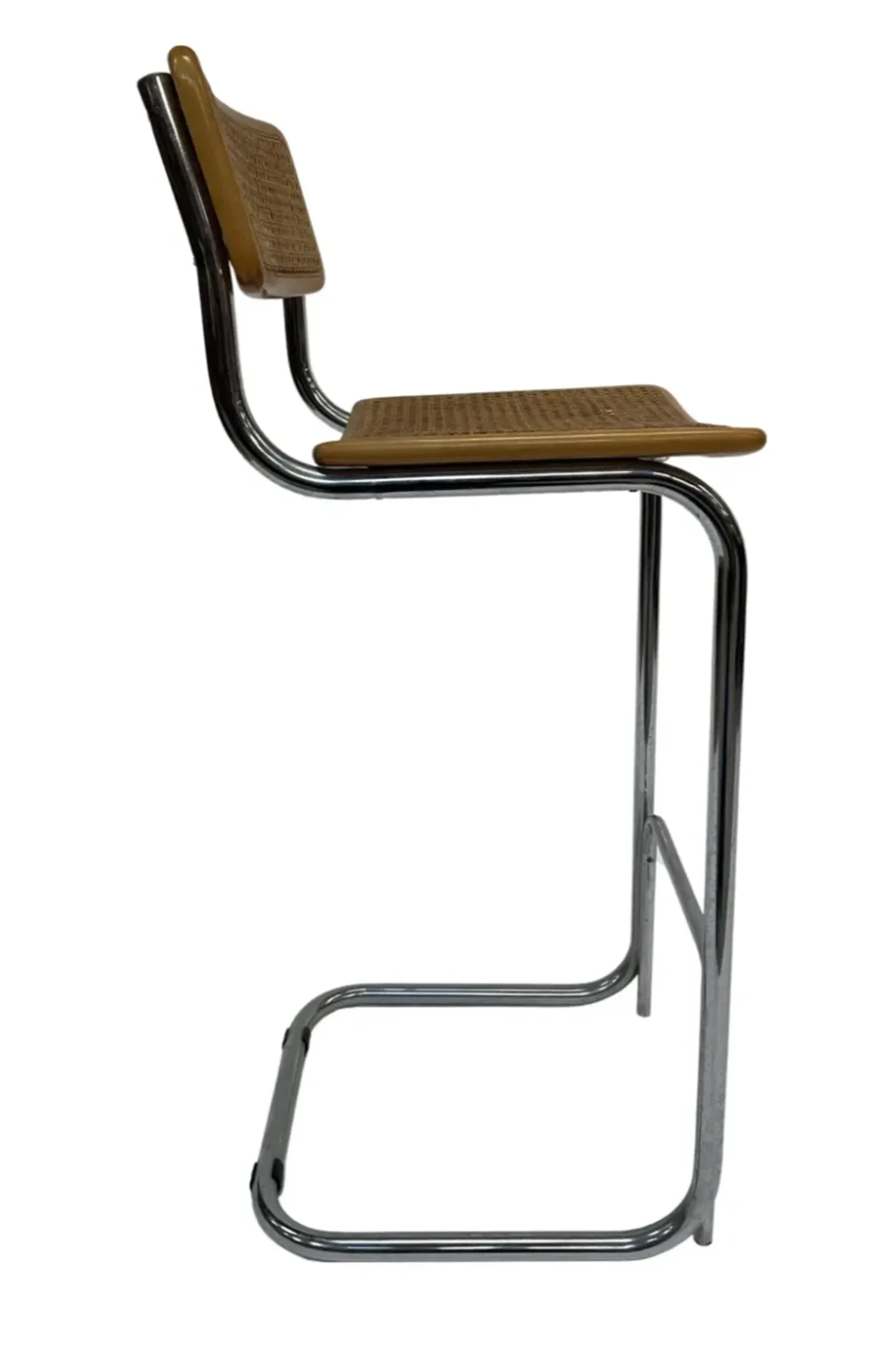 Vintage bar stool 80's Design Cesca style chrome and webbing