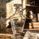 Small antique decanter in engraved Bohemian crystal, early 20th century.