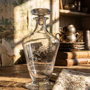 Small antique decanter in engraved Bohemian crystal, early 20th century.