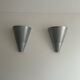 Pair of vintage conical wall lights, ribbed metal, Sweden 1970