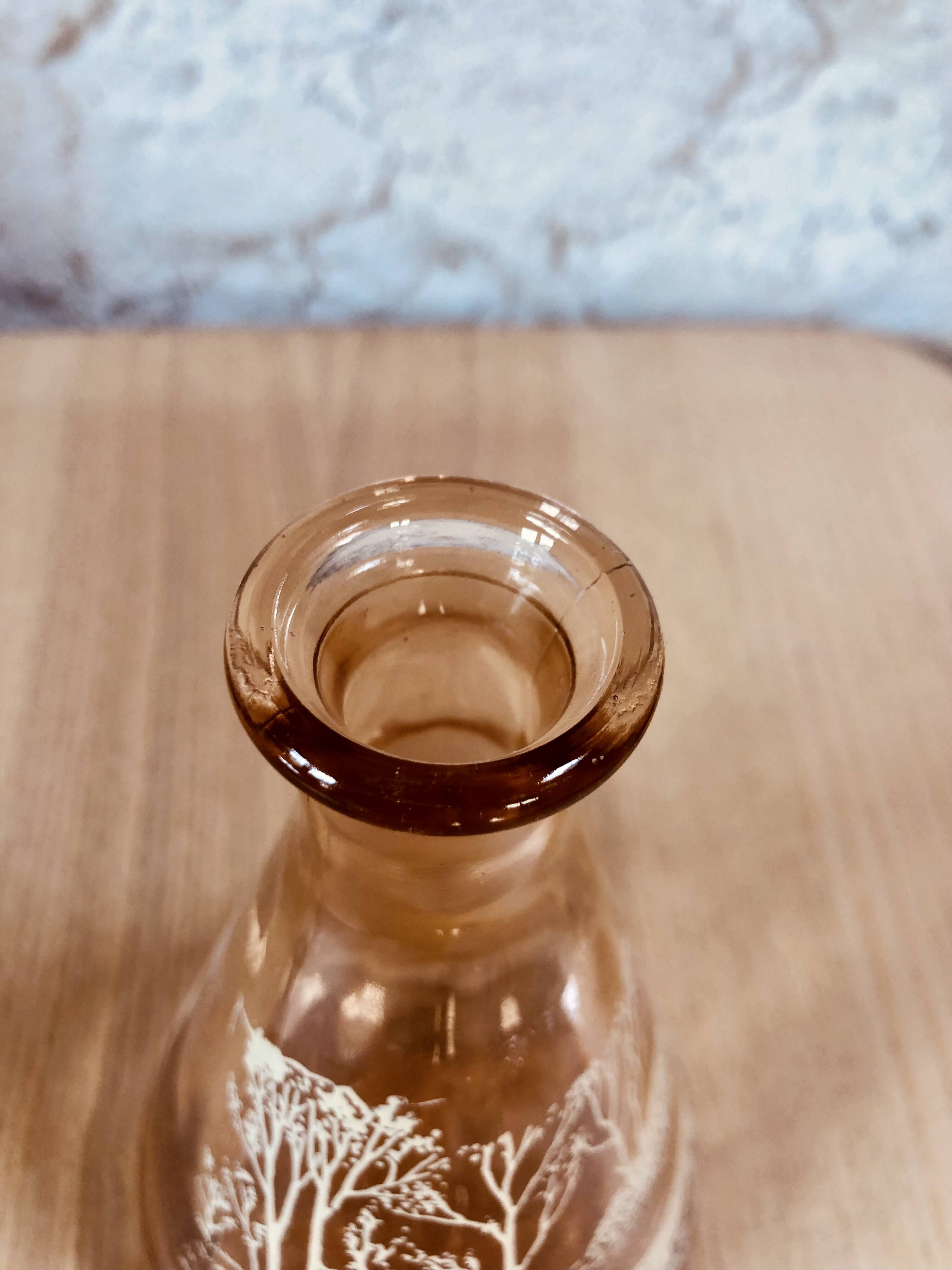 Vintage pink glass liqueur decanter