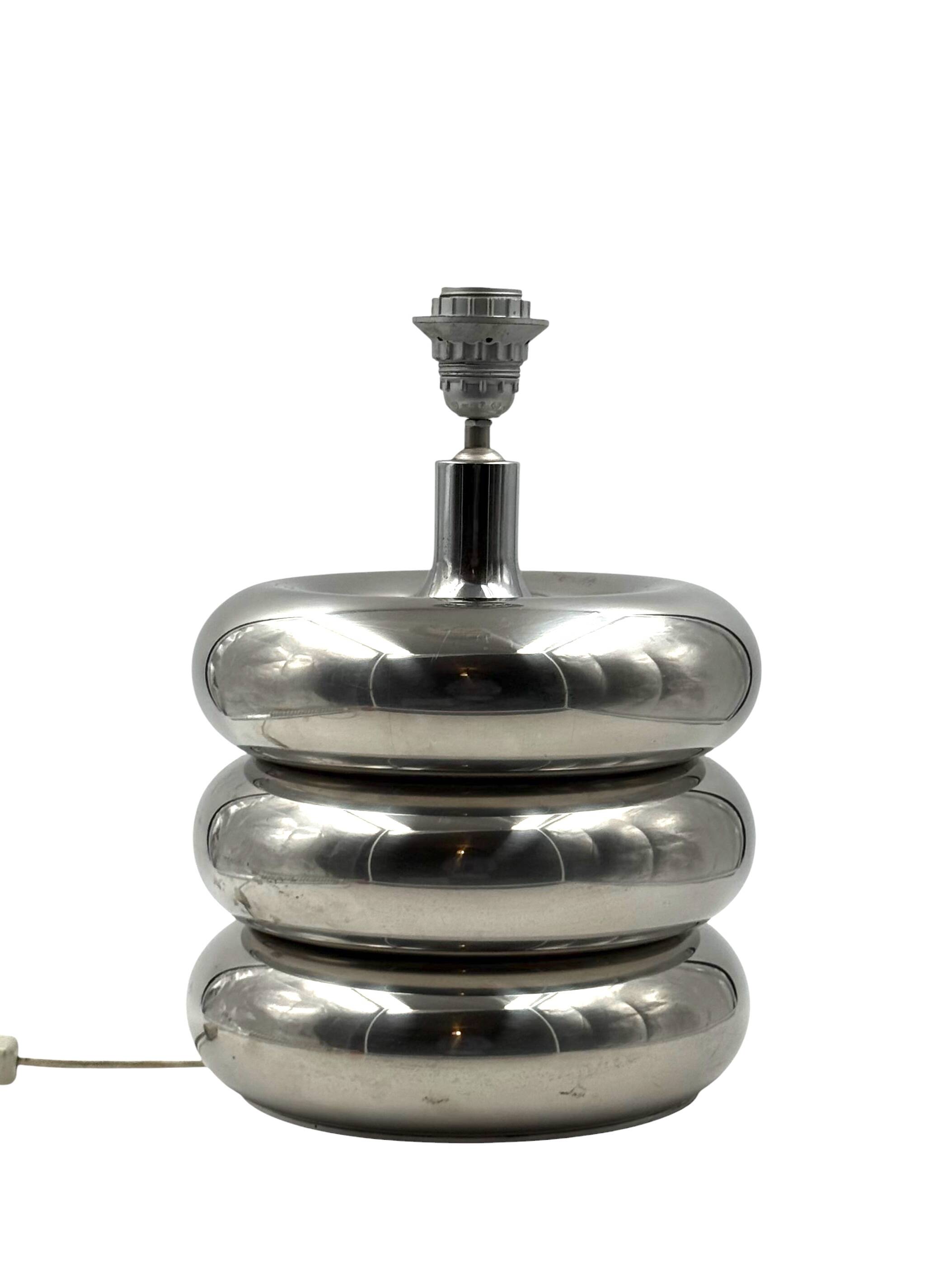 Hollywood regency chromed table lamp base, Luci Milano Italy, 1970s