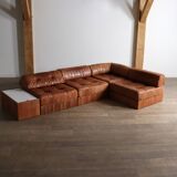De Sede DS 88 Modular Sofa In Cognac Patchwork Leather, Switzerland 1970s