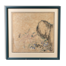 Old Chinese floral print framed