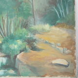 Painting landscape oil on canvas river 55 X 38cm