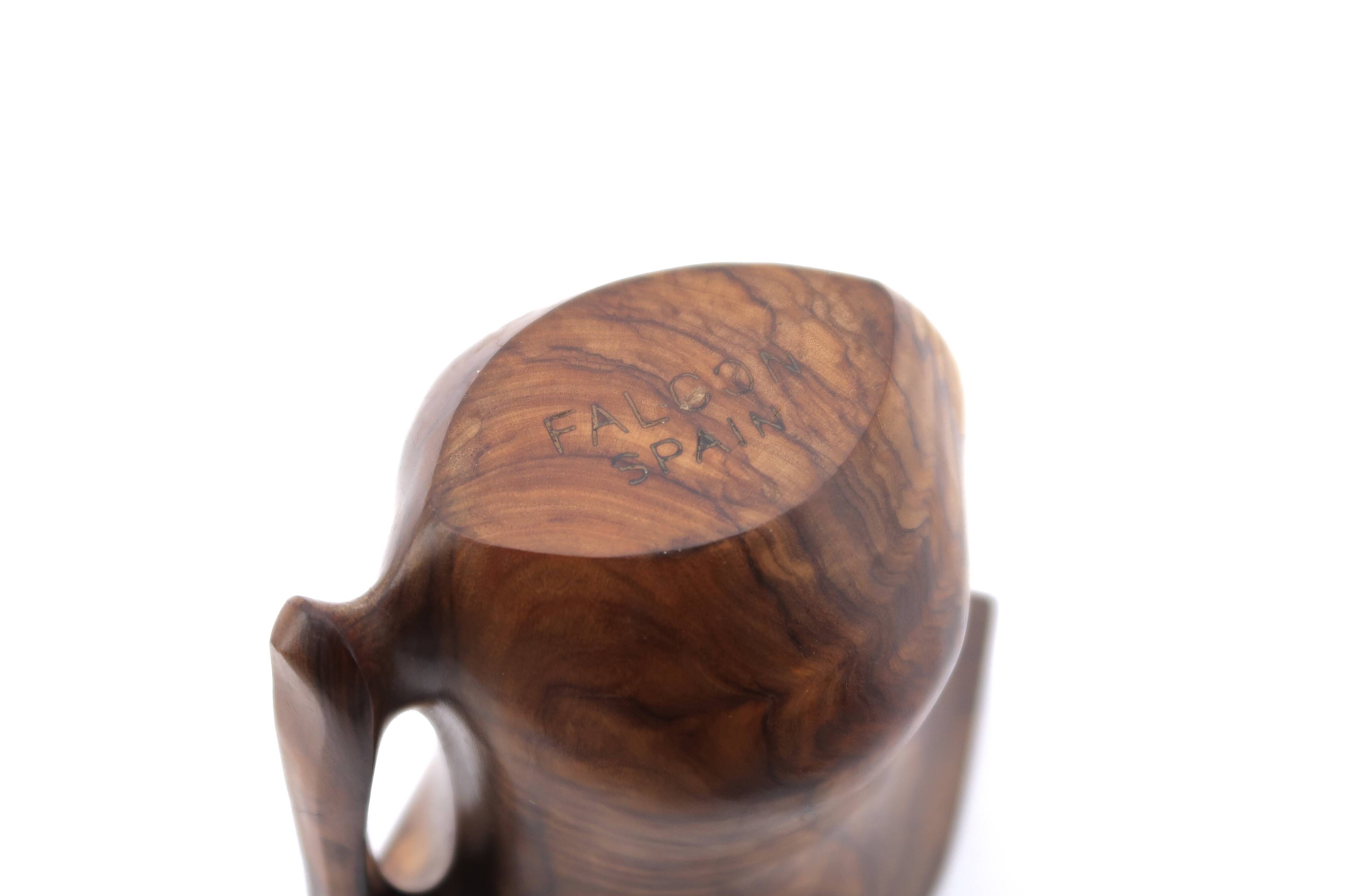Decorative wooden pitcher signed Falcon Spain, 60s