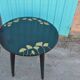 Black side table made of pine, hand-painted with acrylic, decorated with golden leaves, 1960s.