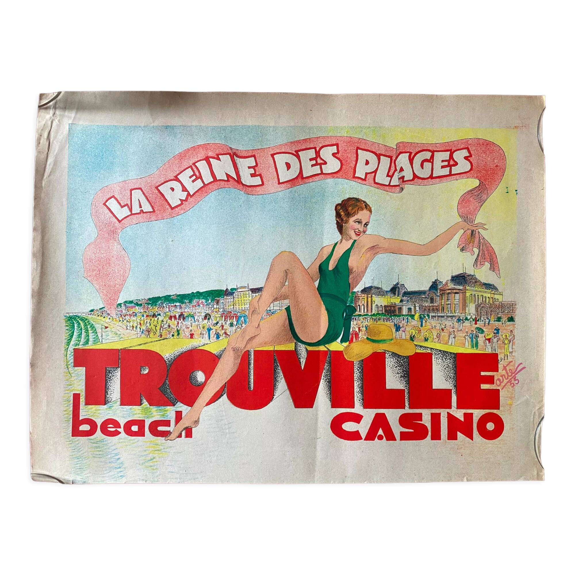 Poster Trouville the queen of beaches beach casino 1933