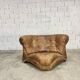 Fauteuil d'angle vintage en cuir, design italien des années 1970