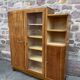 Showcase art-deco library mid-century vintage 1950 walnut ronce