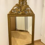 Grand Miroir Doré à Fronton XIXème - Style Louis XVI 64cm X 110cm