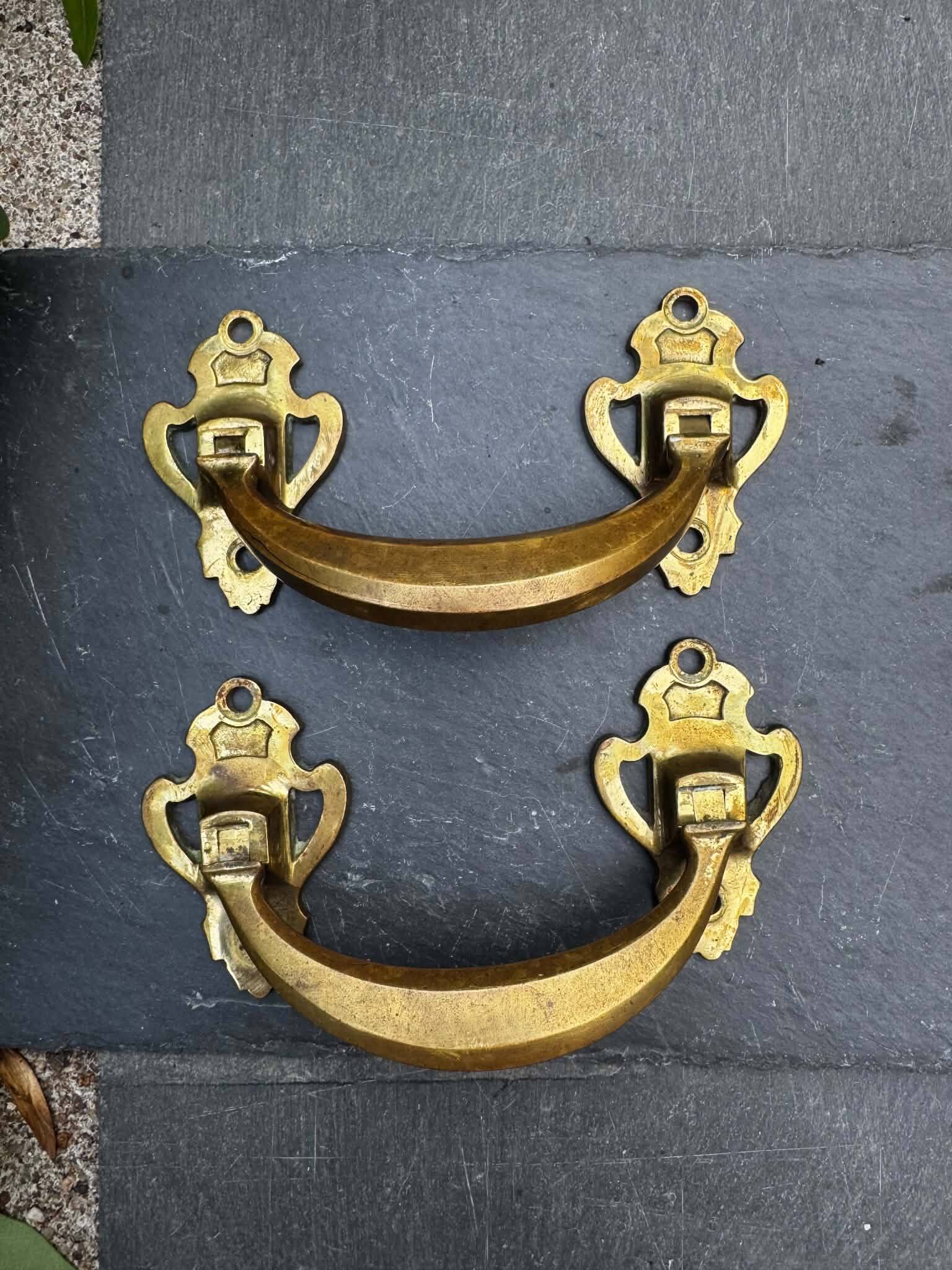 Pair of bronze handles signed L.PINET Art Nouveau
