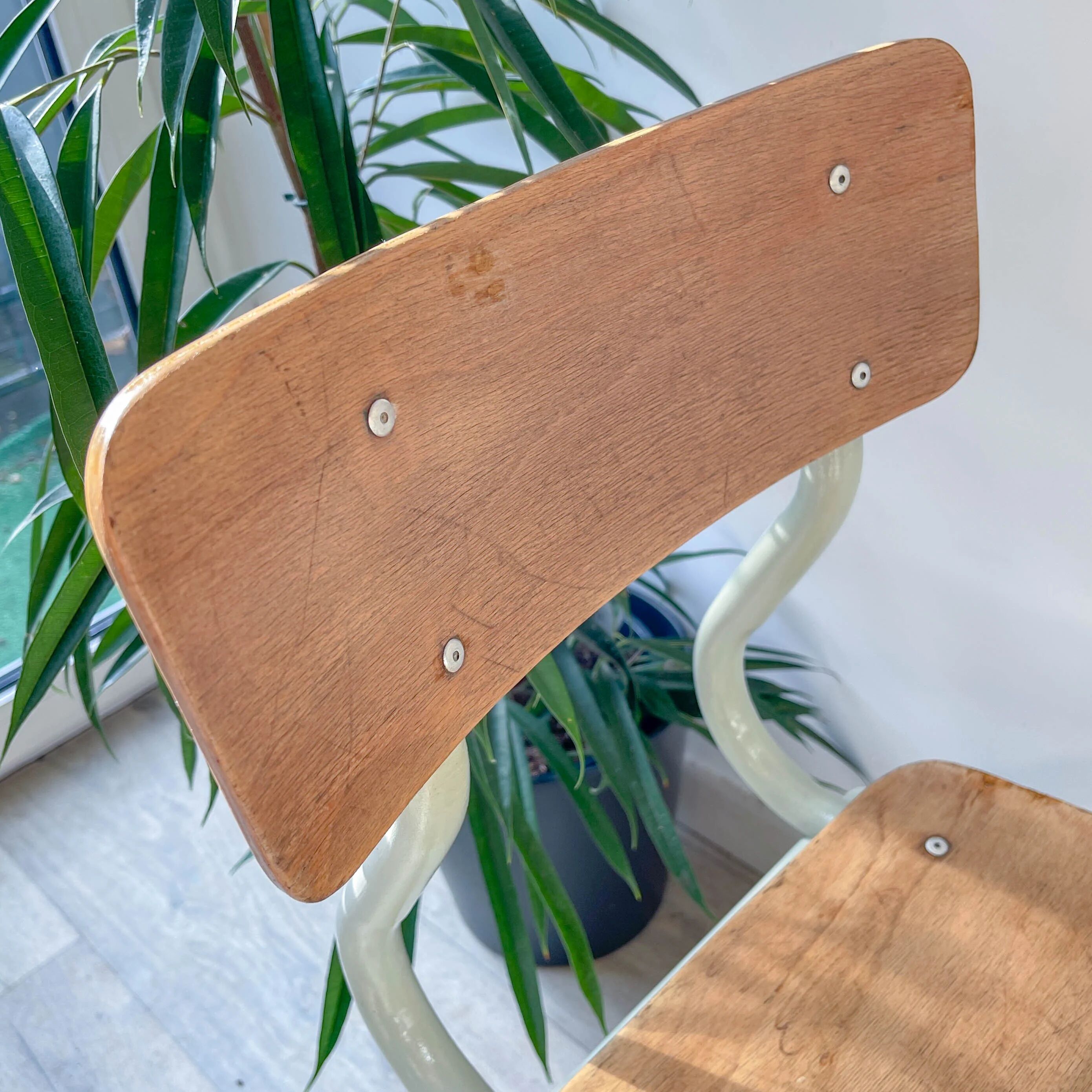 Vintage 1960s school desk – Antique wooden and metal aqua green desk – Retro school furniture – Vintage children's desk