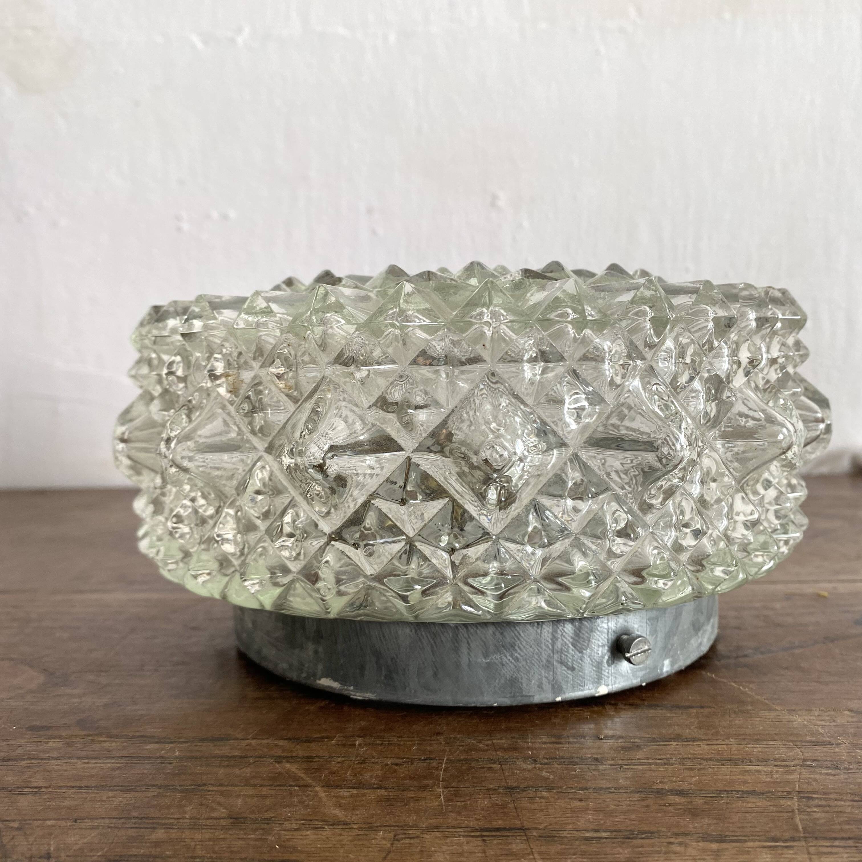 Vintage round molded glass ceiling light