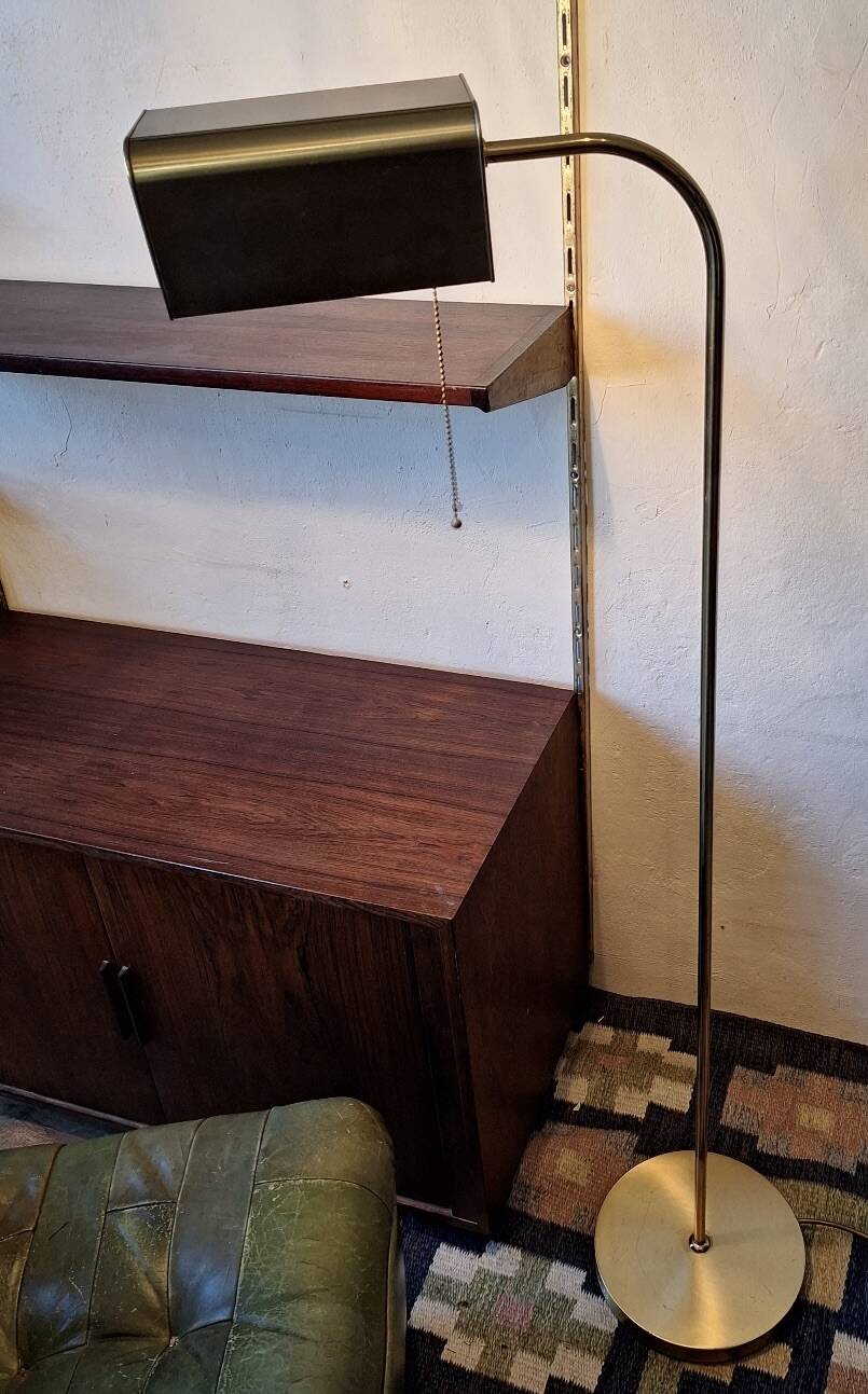 Mid century brass banker's adjustable floor lamp, 1970s