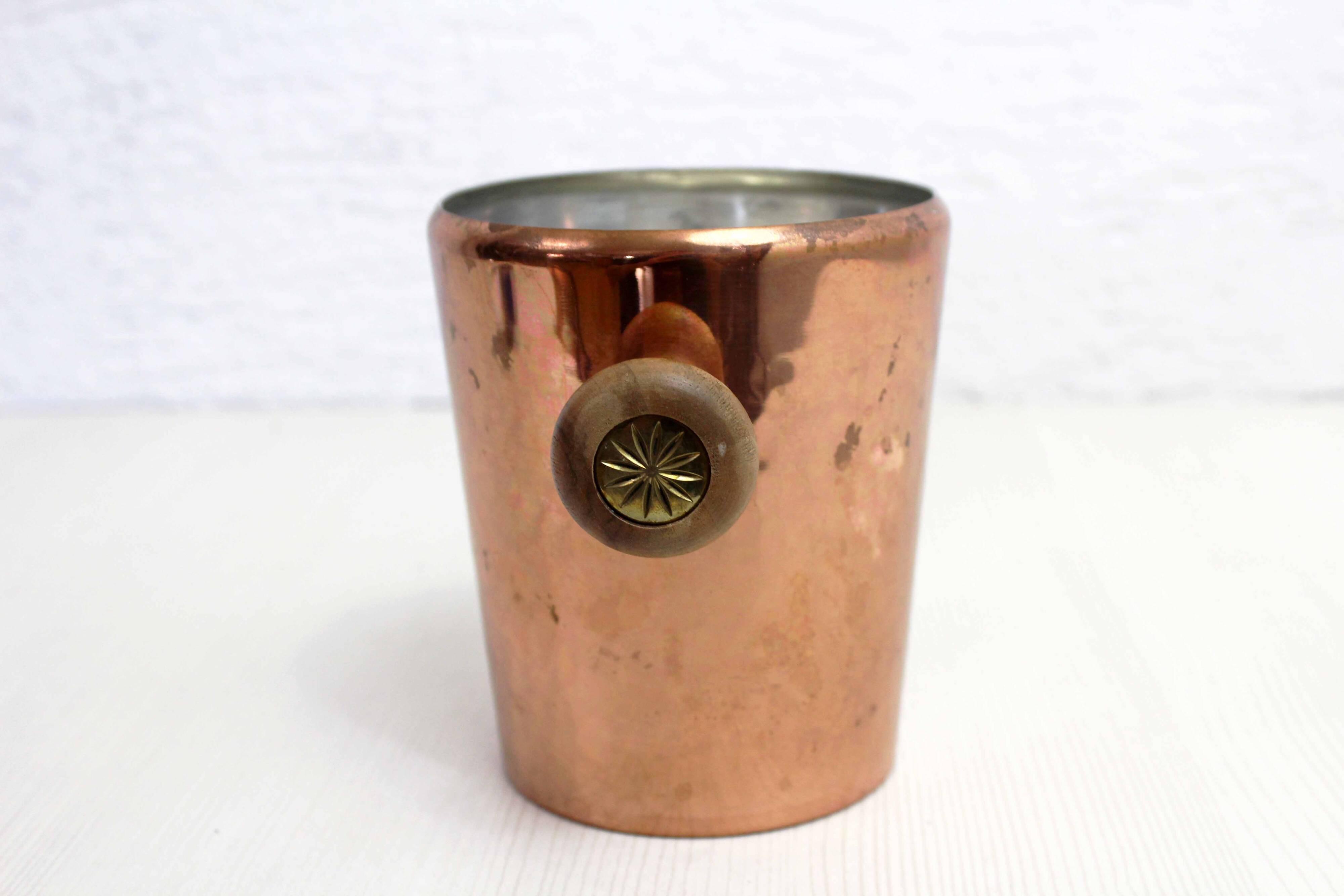 Small copper and teak ice bucket