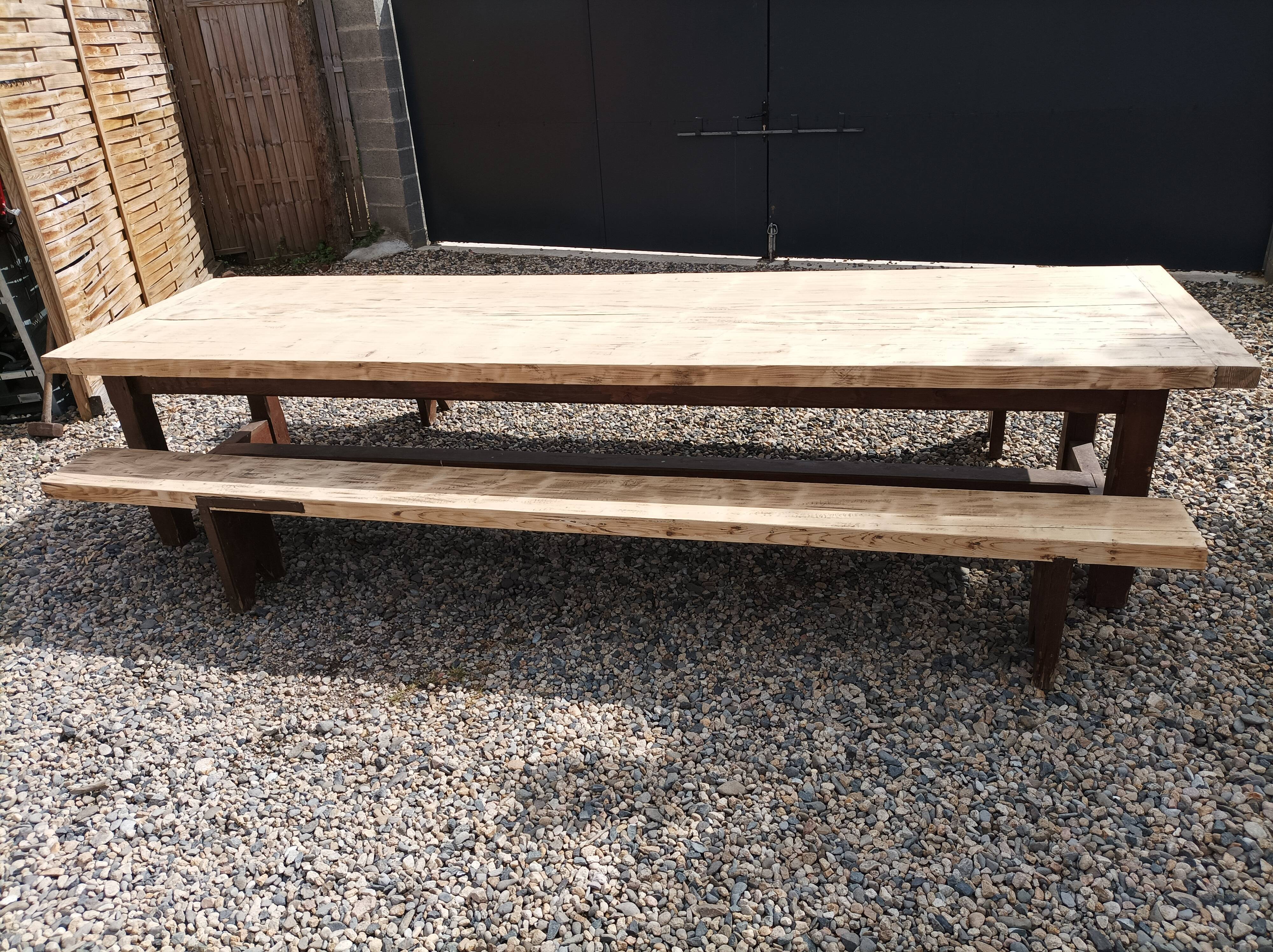 Fir farmhouse table with bench 3m42