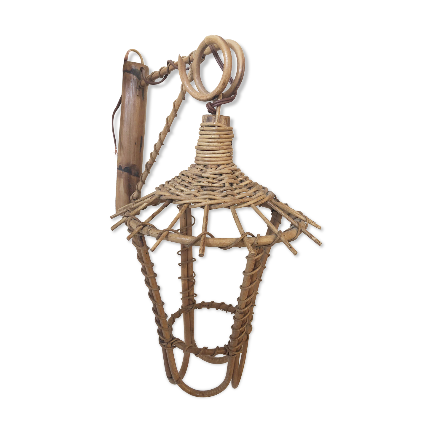 Applique en rotin forme cage vintage Selency