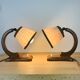 Paire de lampes art déco bois courbé