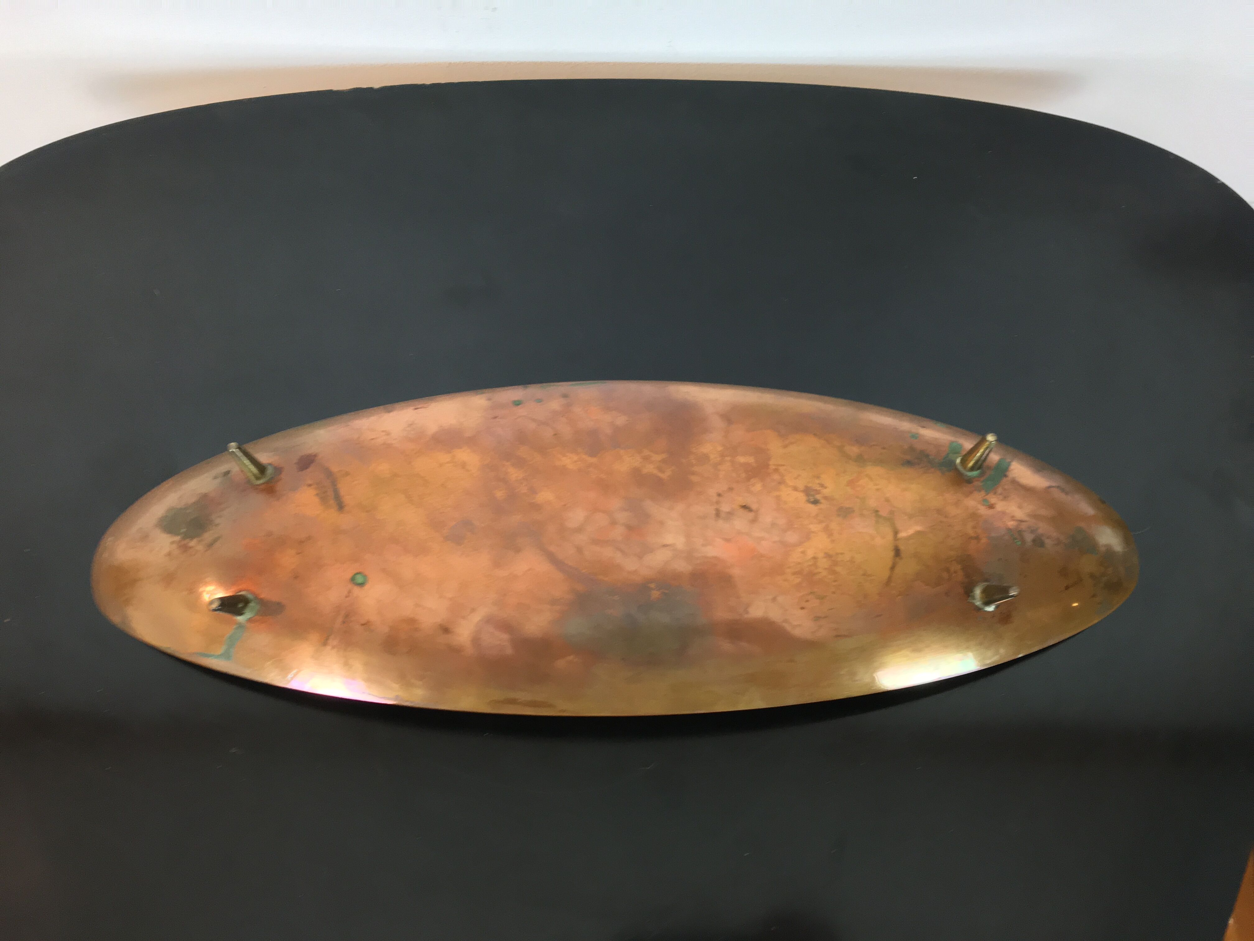 Scandinavian brass cup, shuttle shape, 60s