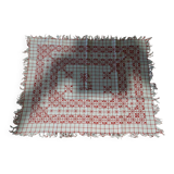 Red checkered cotton tablecloth with fringes