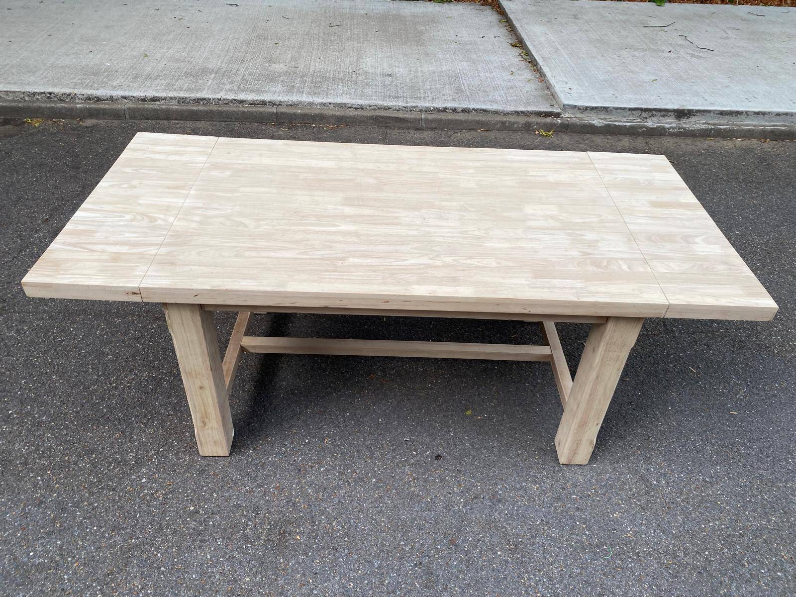 Table de ferme extensible à volets rénovée en bois massif 140-200cm