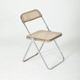 Chaise Plia cannage et métal Giancarlo Piretti