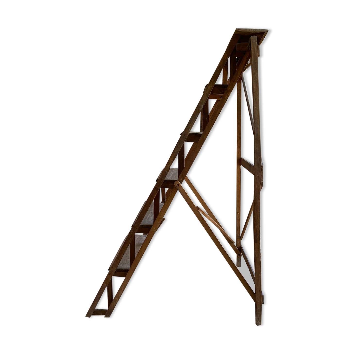 Vintage wooden painter's stepladder 6 folding steps