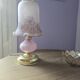 Vintage mushroom lamp pink heart - frosted glass tulip