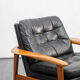 Fauteuil en teck et cuir, vintage, style scandinave