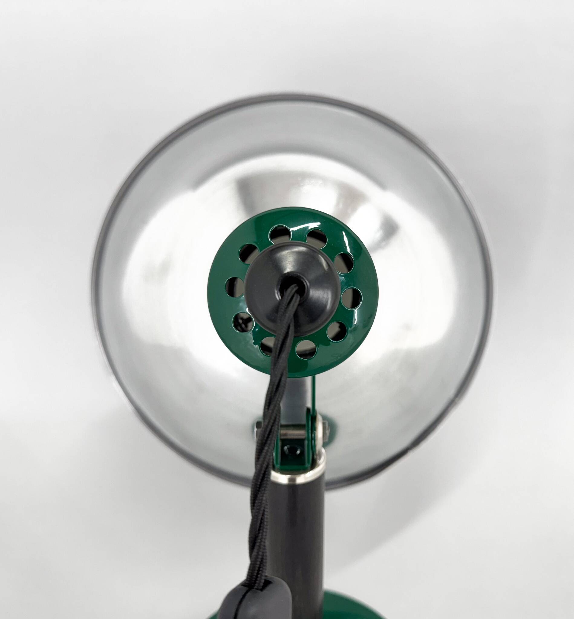 Vintage Industrial Metal & Beech Wood Table Lamp, Restored, 1970s