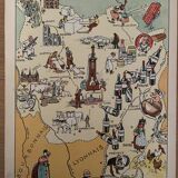 Old illustrated map of Burgundy - JP Pinchon
